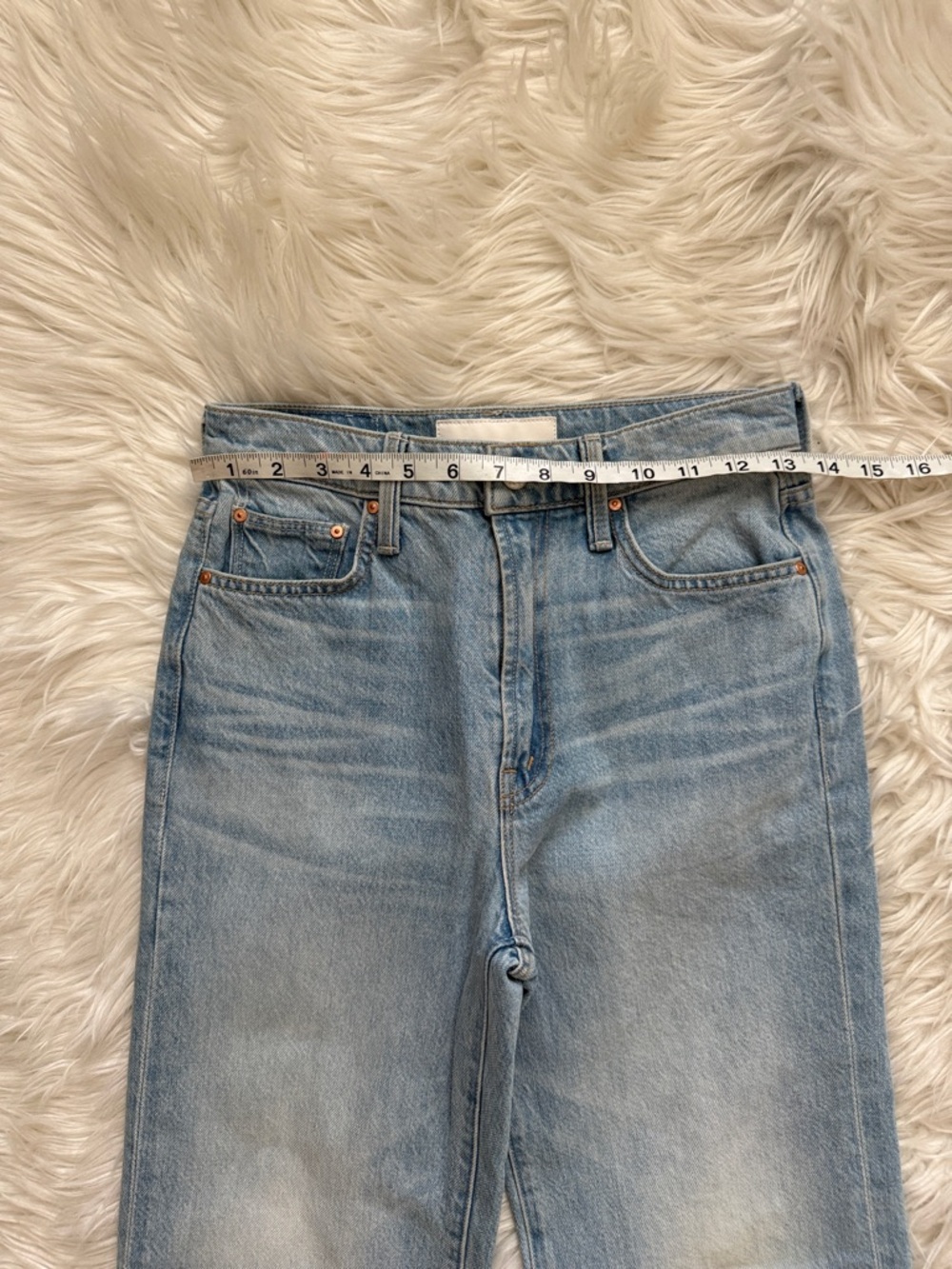 MOTHER Rambler Zip Ankle Fray Light Blue High-Rise Wide Leg Jeans - Picture 14 of 16